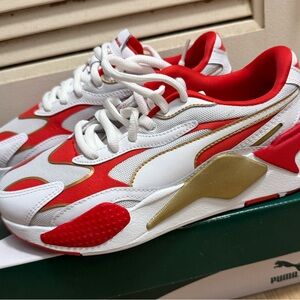 Women’s Puma RSX3 Varsity Red/White/Gold Size 7 NEVER WORN NEW
